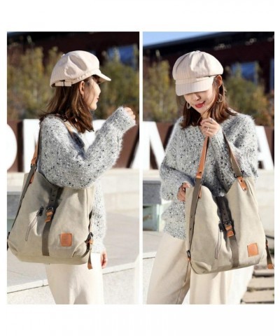 3 Ways Canvas Purses Handbags Totes Shoulder Bag Backpack Hobo For Women (Blue) Khaki $42.91 Backpacks