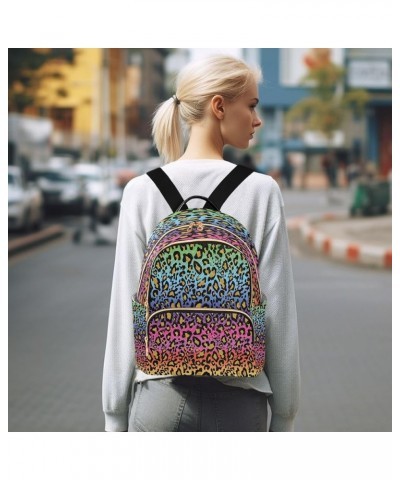 Rianbow Leopard Print Animal Women Backpack Purse Ladies Fashion Shoulder Bag Daypack Travel Bag 7.5L Medium $13.02 Backpacks