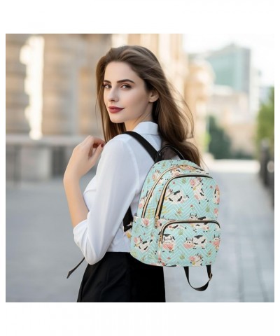 Cute Cow and Flower Backpack Purse for Women Lightweight Back Pack Casual Daypack Travel Shoulder Bag Bookbag - S Small Multi...