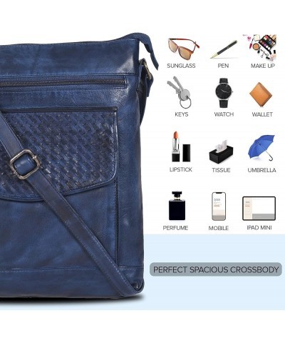 Leather Crossbody Bags for Women - Women's Handbags Bag Adjustable Shoulder purse Blue-1 $19.80 Crossbody Bags