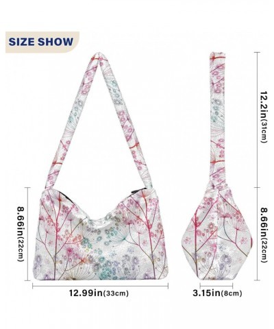 Flowers Plush Underarm Bag Women's Tote Handbags Fluffy Shoulder Bag Purse Lightweight Tote Bags College Bag for Traveling Ou...