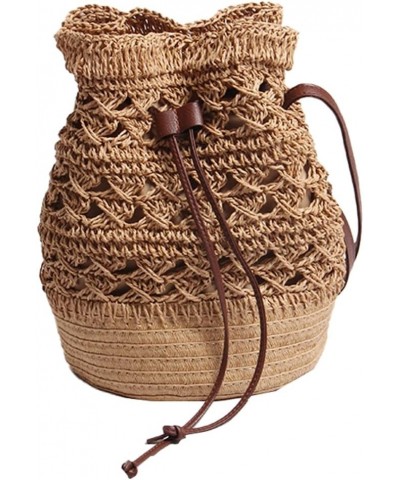 Straw Woven Bag for Women Trendy Shoulder Bag Bucket Bag Crossbody Bag Hobo Handbag Beach Casual Purse B-light Brown $32.97 T...