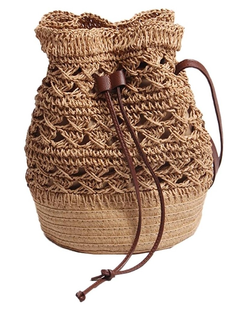 Straw Woven Bag for Women Trendy Shoulder Bag Bucket Bag Crossbody Bag Hobo Handbag Beach Casual Purse B-light Brown $32.97 T...