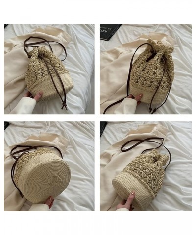 Straw Woven Bag for Women Trendy Shoulder Bag Bucket Bag Crossbody Bag Hobo Handbag Beach Casual Purse B-light Brown $32.97 T...