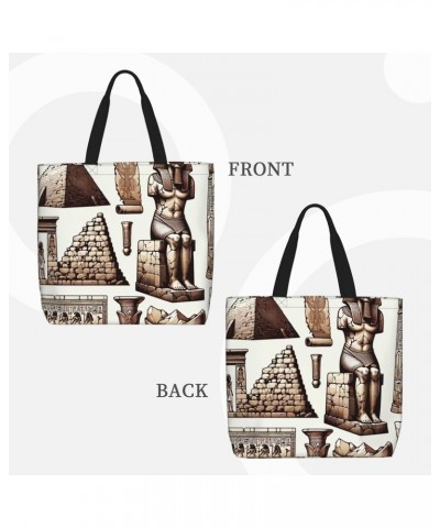 Women'S Soft Tote Shoulder Bag Ancient-Egyptian-Pyramid-Pharaoh Foldable Travel Purse With Zipper Closure $15.07 Totes