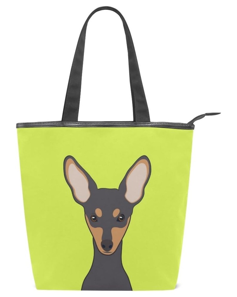 Tote Canvas Shoulder Bag Miniature Pinscher Dog Womens Handbag $12.71 Shoulder Bags