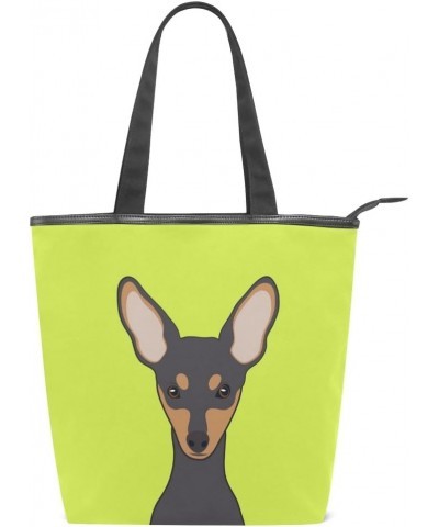 Tote Canvas Shoulder Bag Miniature Pinscher Dog Womens Handbag $12.71 Shoulder Bags