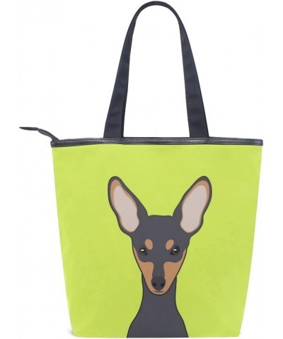 Tote Canvas Shoulder Bag Miniature Pinscher Dog Womens Handbag $12.71 Shoulder Bags