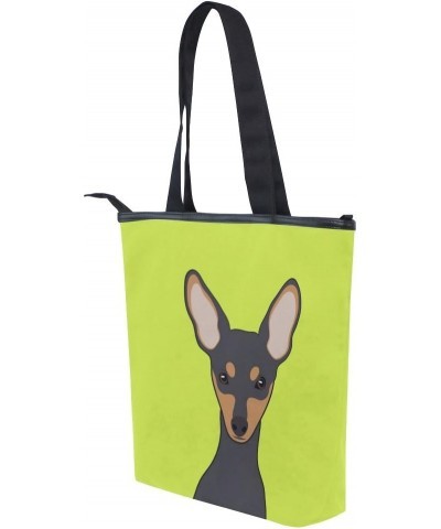 Tote Canvas Shoulder Bag Miniature Pinscher Dog Womens Handbag $12.71 Shoulder Bags