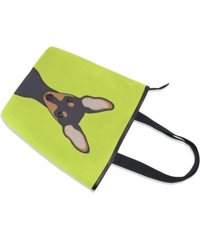 Tote Canvas Shoulder Bag Miniature Pinscher Dog Womens Handbag $12.71 Shoulder Bags