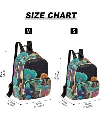 Women's Medium Fashion Backpack Dark Night Fantasy Mushroom Print Ladies Travel Daypack Aesthetic Shoulder Bag 10.2×5.1×12.5 ...