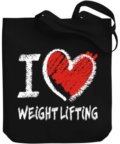 I love Weight Lifting chalk style Canvas Tote Bag 10.5" x 16" x 4 $20.79 Totes