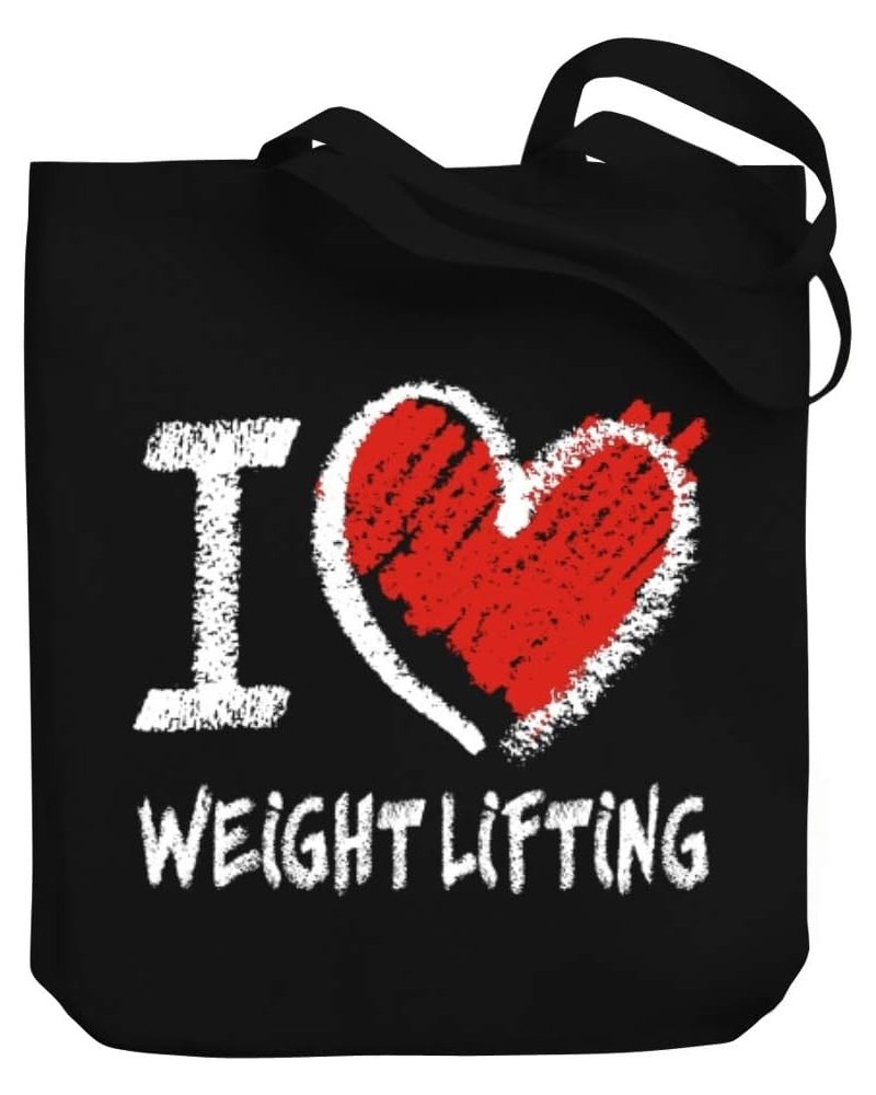 I love Weight Lifting chalk style Canvas Tote Bag 10.5" x 16" x 4 $20.79 Totes