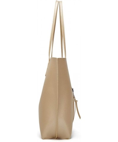 Women's Soft Faux Leather Tote Shoulder Bag, Big Capacity Tassel Handbag, Brief Vogue Gold $20.74 Handbags