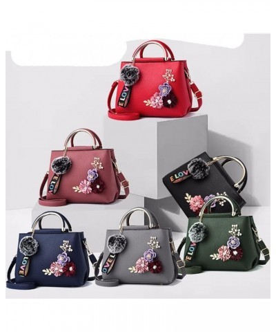 Women Purse Top Handle Handbags PU Leather 3D Floral Inlay Satchel Bag Shoulder Crossbody Bags Ladise Medium Tote Bag Red $23...