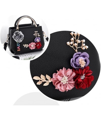 Women Purse Top Handle Handbags PU Leather 3D Floral Inlay Satchel Bag Shoulder Crossbody Bags Ladise Medium Tote Bag Red $23...