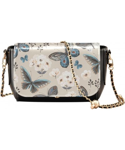 Flower Butterflies Crossbody Bags for Women Handbag Leather Purse Shoulder Bag for Work Daily Gifts $21.99 Shoulder Bags