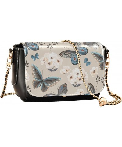 Flower Butterflies Crossbody Bags for Women Handbag Leather Purse Shoulder Bag for Work Daily Gifts $21.99 Shoulder Bags