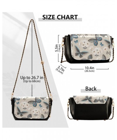 Flower Butterflies Crossbody Bags for Women Handbag Leather Purse Shoulder Bag for Work Daily Gifts $21.99 Shoulder Bags