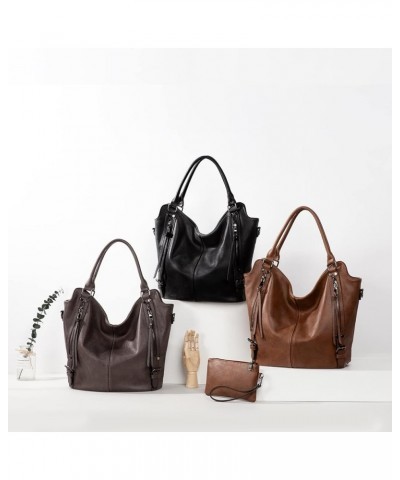 Women Large Conceal Pu Leather Shoulder Bags Fashion With Adjustable Shoulder Strap Hobo Bags Zip Handbag (Brown,18X10X30 cm)...