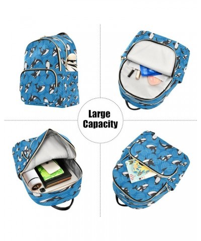 Whale Blue Women Backpack Purse Ladies Fashion Shoulder Bag Daypack Travel Bag 10L Small $15.75 Backpacks