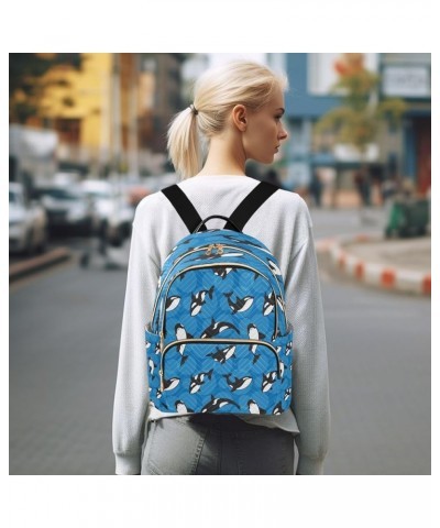 Whale Blue Women Backpack Purse Ladies Fashion Shoulder Bag Daypack Travel Bag 10L Small $15.75 Backpacks