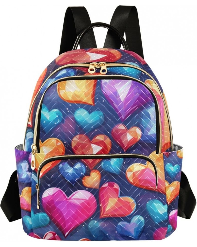 Small Backpack Purse for Women, Colorful Hearts Travel Bag Casual Daypack Shoulder Bag Small $15.84 Backpacks