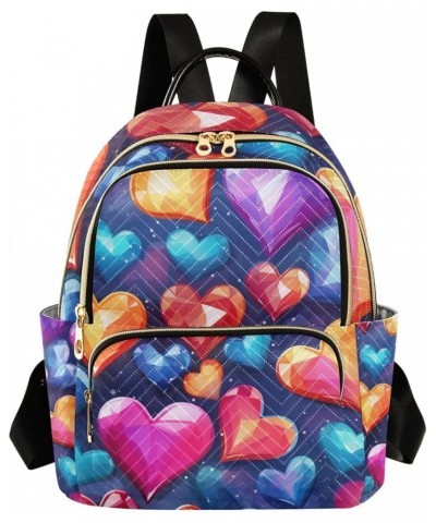 Small Backpack Purse for Women, Colorful Hearts Travel Bag Casual Daypack Shoulder Bag Small $15.84 Backpacks