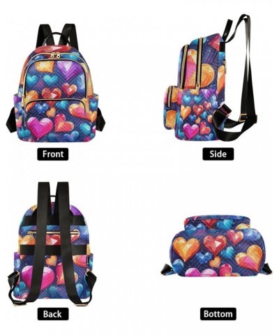 Small Backpack Purse for Women, Colorful Hearts Travel Bag Casual Daypack Shoulder Bag Small $15.84 Backpacks