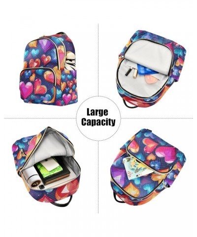 Small Backpack Purse for Women, Colorful Hearts Travel Bag Casual Daypack Shoulder Bag Small $15.84 Backpacks