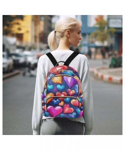 Small Backpack Purse for Women, Colorful Hearts Travel Bag Casual Daypack Shoulder Bag Small $15.84 Backpacks