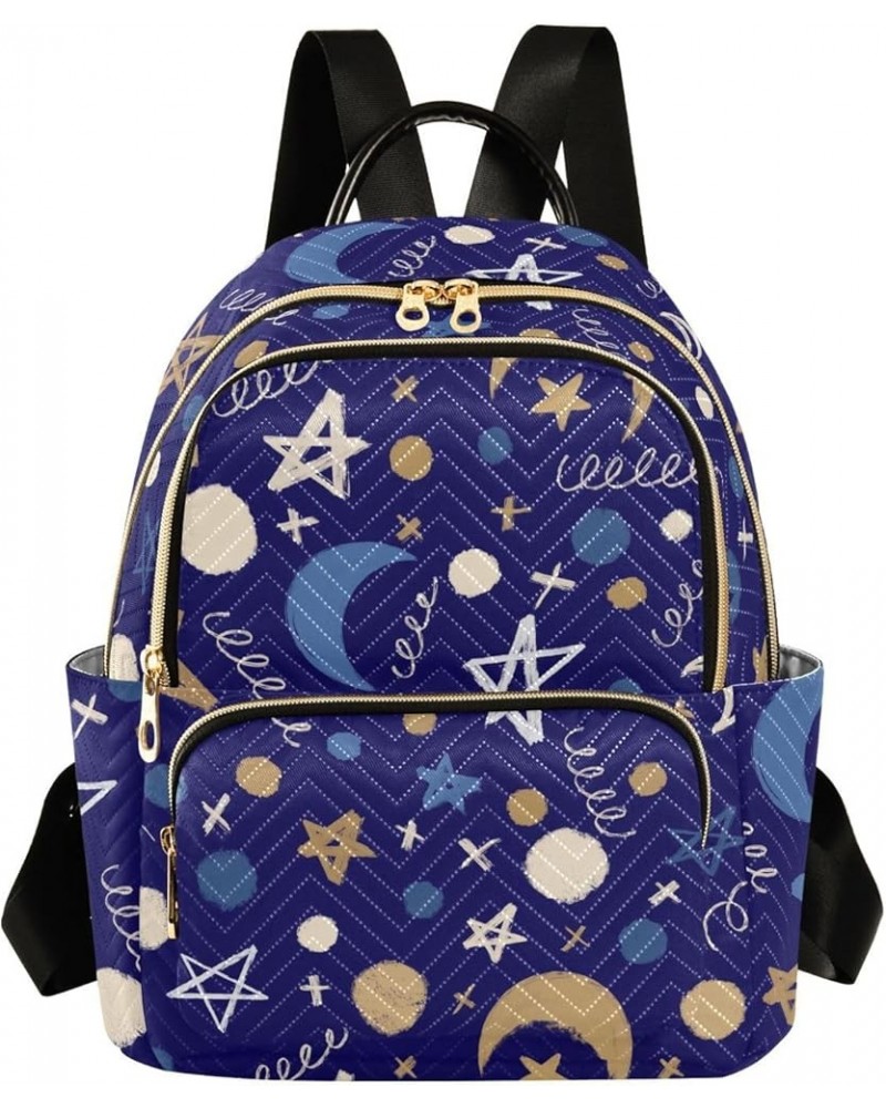 Star Moon Polka Dots Women's Backpack Purse Causal Daypack Work Travel College Business Trip Bag Shoulder Bag Small $16.55 Ba...