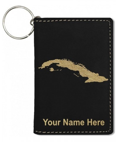 ID Holder Wallet, Country Silhouette Cuba, Personalized Engraving Included (Black with Silver) Black with Gold $15.11 Wallets