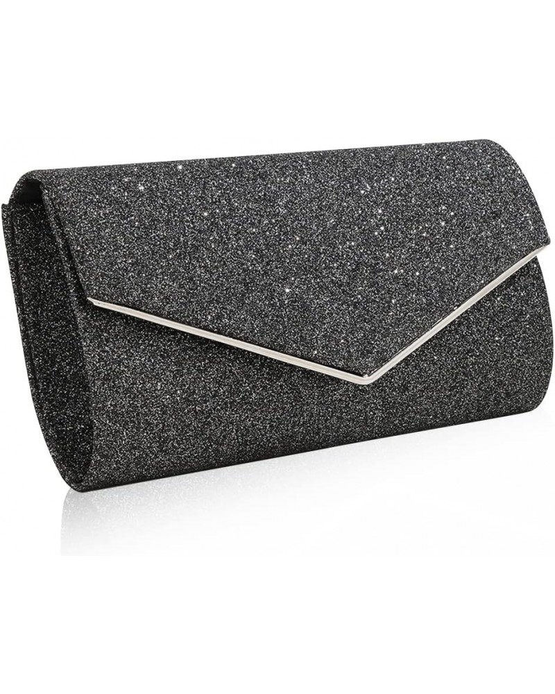 Women Clutch Bag Sequins Evening Bag Bridal Wedding Purse Glitter Sparkly Handbag Black $25.06 Evening Bags