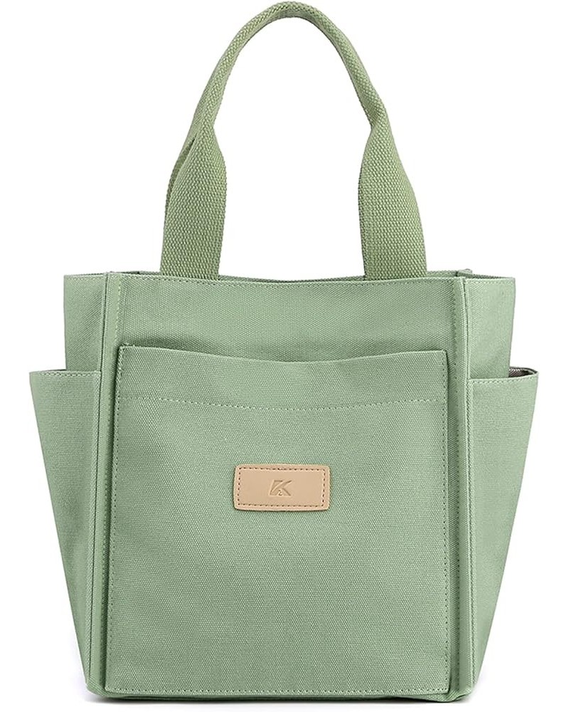 Women Shoulder Bag Casual Handbag Canvas Tote Purse Ladies Top Handle Bag Light Green $26.48 Shoulder Bags