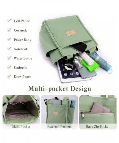 Women Shoulder Bag Casual Handbag Canvas Tote Purse Ladies Top Handle Bag Light Green $26.48 Shoulder Bags