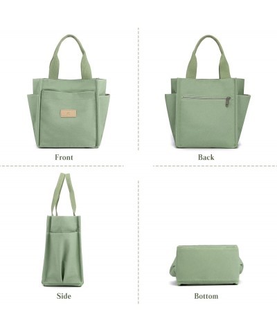 Women Shoulder Bag Casual Handbag Canvas Tote Purse Ladies Top Handle Bag Light Green $26.48 Shoulder Bags