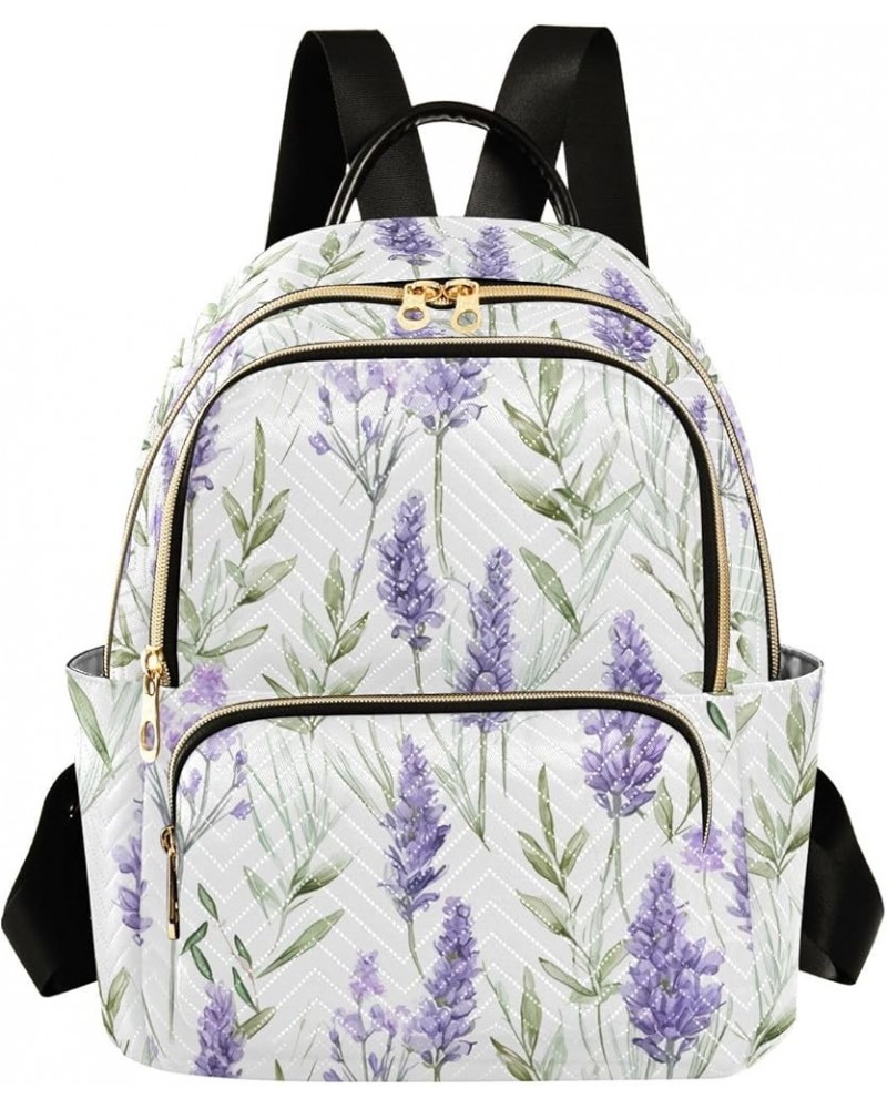 Purple Lavender Floral Backpack Purse for Women Small Travel Bag Fashion Daypack M 202a1874p S(10.23"x5.11"x12.59") 202a1874p...