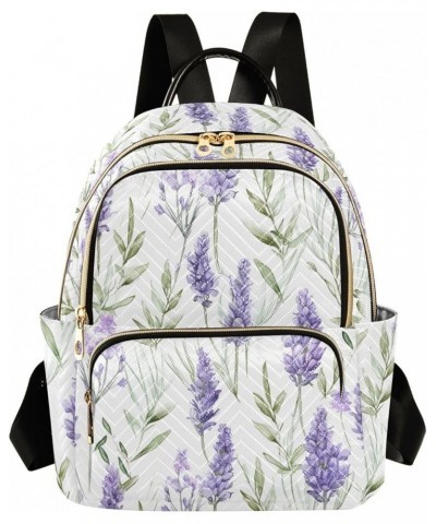 Purple Lavender Floral Backpack Purse for Women Small Travel Bag Fashion Daypack M 202a1874p S(10.23"x5.11"x12.59") 202a1874p...