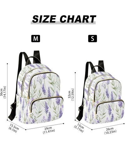 Purple Lavender Floral Backpack Purse for Women Small Travel Bag Fashion Daypack M 202a1874p S(10.23"x5.11"x12.59") 202a1874p...