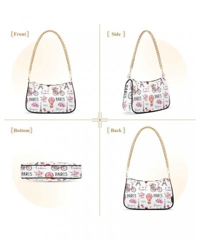 Watercolor France Style Shoulder Bag for Women Small Purse Clutch Handbags Sling Bag with Chain Strap for Women $13.50 Should...