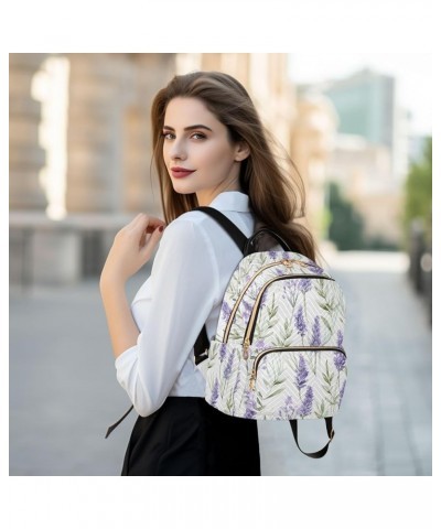 Purple Lavender Floral Backpack Purse for Women Small Travel Bag Fashion Daypack M 202a1874p S(10.23"x5.11"x12.59") 202a1874p...