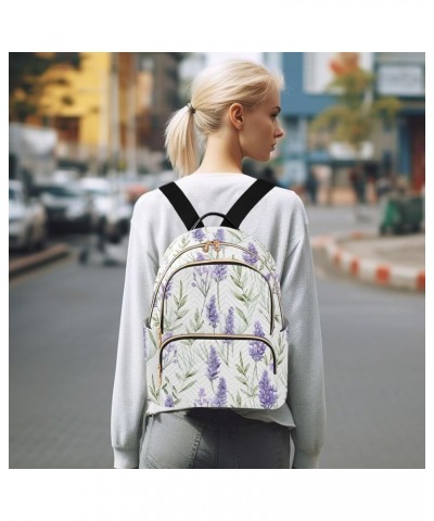 Purple Lavender Floral Backpack Purse for Women Small Travel Bag Fashion Daypack M 202a1874p S(10.23"x5.11"x12.59") 202a1874p...