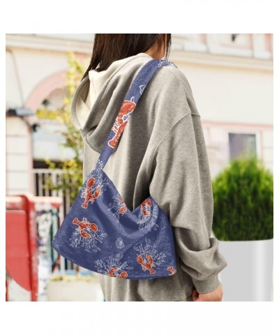 Women Boho Handbag Lobster Coral Purple Marine Underarm Bag Tote Bag Shoulder Bag Crossbody Bag Fluffy Cell Phone Purse Patri...