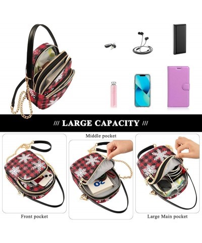 Abstract Layered Colorful Quilted Women's Wallet Purse Cell Phone Purse PU Leather Single Shoulder Handbags Christmas Snowfla...