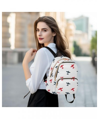 Black Red Airplanes Fashion Backpack Purse for Women Multipurpose Casual Daypack with Multi Pockets & Secured Zipper Ladies S...