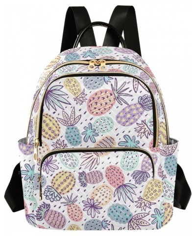 Pineapple Pastel Colors Exotic Fruits Women Backpack Purse Shoulder Bag Color Small $18.80 Backpacks