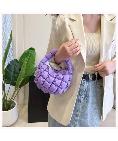 Quilted Shoulder Bags for Women Designer Pleated Cloud Bag Mini Famle Versatile Small Handbag Women's Cross Bag Tote Purple $...