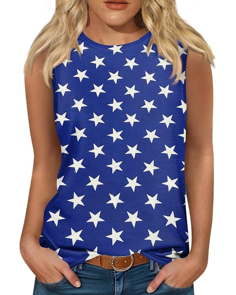 Womens Tank Tops American Flag Print Round Neck Basic Tops Sleeveless Loose Fit Work Shirt 2024 Summer Tank Tops 1-dark Blue ...