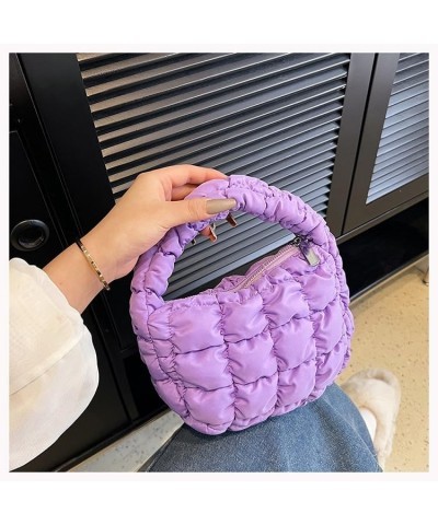 Quilted Shoulder Bags for Women Designer Pleated Cloud Bag Mini Famle Versatile Small Handbag Women's Cross Bag Tote Purple $...